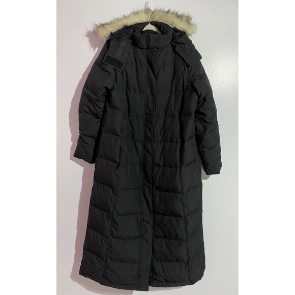LL Bean Ultrawarm Downtek Coat Womens XL Black Puffer Snaps Long Granola Girl - Picture 8 of 15
